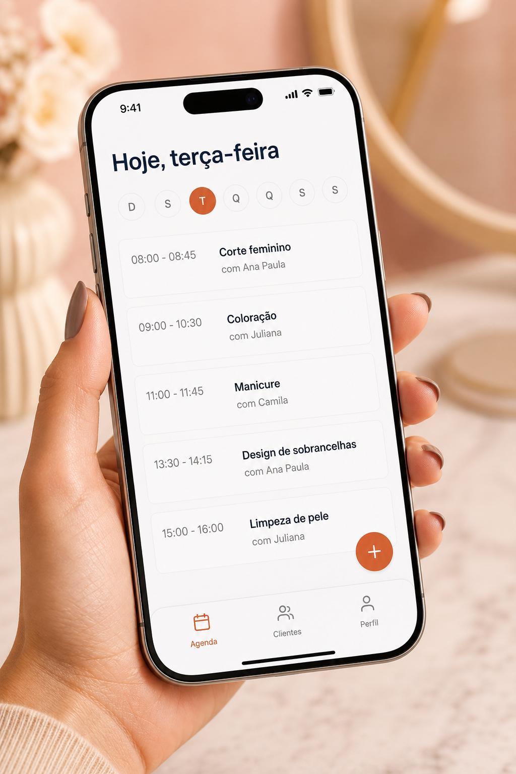 Bonjour Agenda funcionando em um iPhone 16 Pro Max